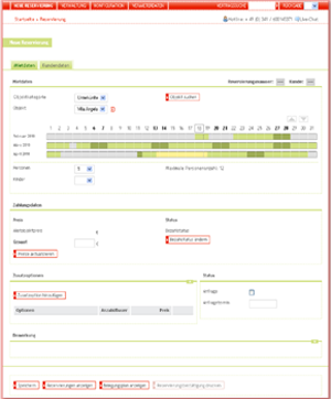 Screenshot Online-Reservierung